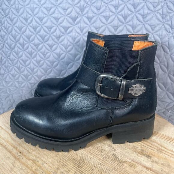 Harley Davidson Boots Men’s 9.5 Black Leather Pull On Buckle Strap 99330 main image 5